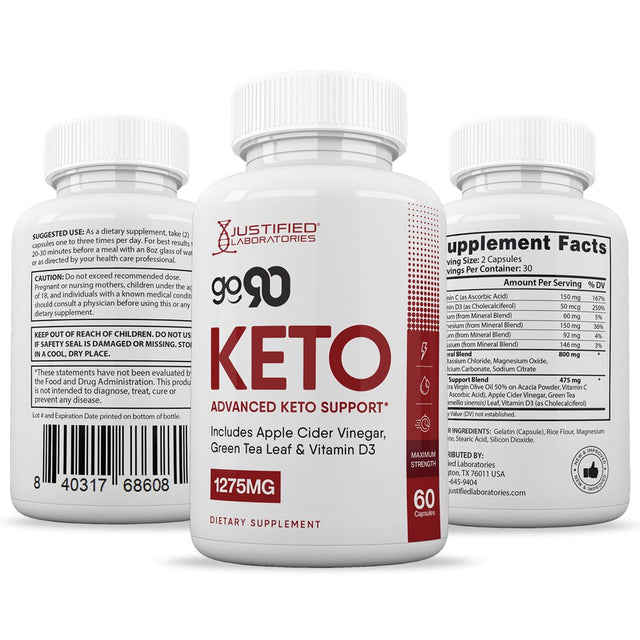 (5 Pack) Go 90Keto ACV Pills 1275Mg Dietary Supplement 300 Capsules