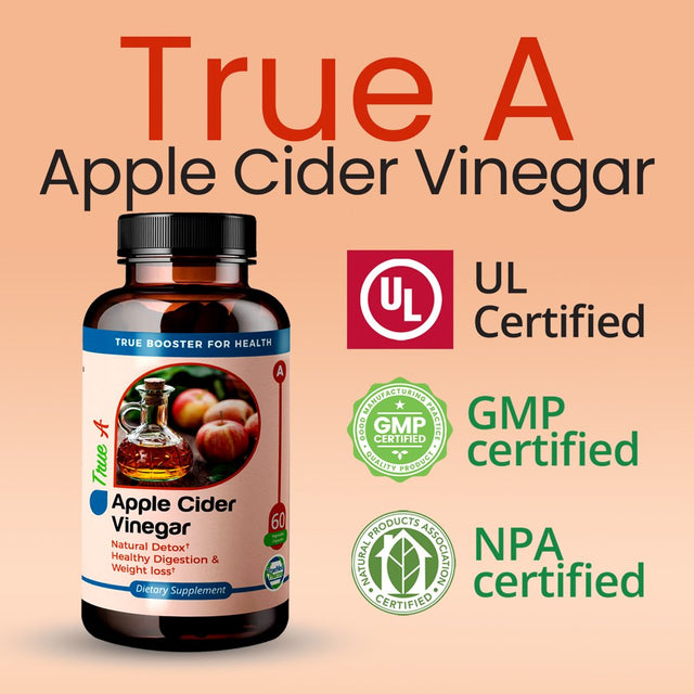 Truemed Apple Cider Vinegar Vitamin B6 Vitamin B12 Healthy Digestion and Weight Loss Supplements 750 Mg 60 Capsules