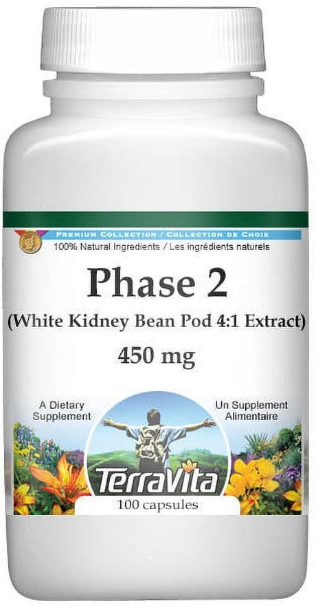 Terravita Phase 2 (White Kidney Bean Pod 4:1 Extract) - 1800 Mg, (100 Capsules, 1-Pack, Zin: 512860)