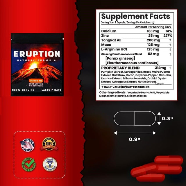 Eruption 35000Mg Male Enhancement 4 Count Capsule