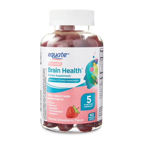 Equate Brain Health 5 Function Formula Gummies Dietary Supplement, 60 Count