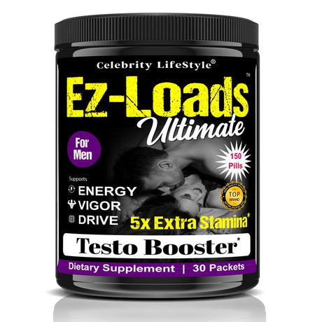 Ez-Loads Ultimate Testosterone Booster Vitamin Supplement for Men, Male Enhancing Libido Booster Vitamins 150 Count