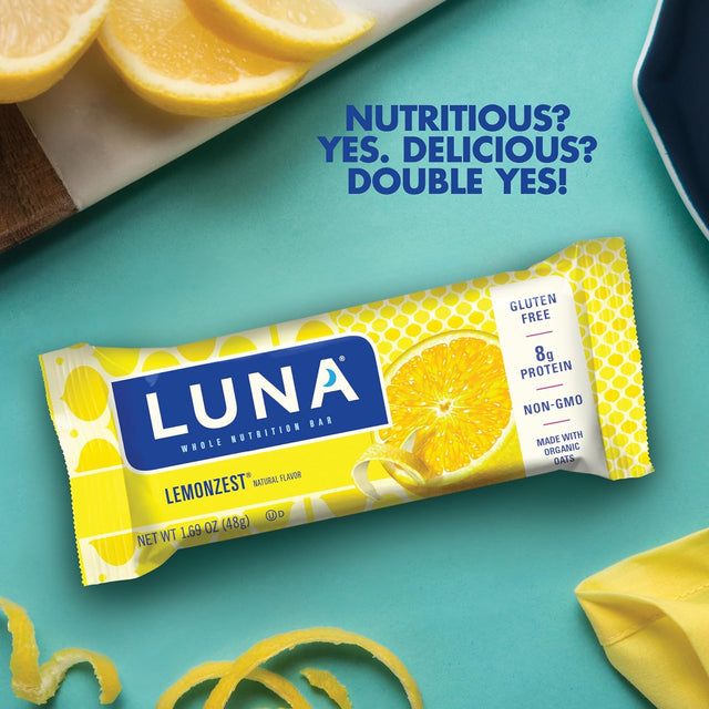 LUNA Bar - Lemonzest Flavor - Gluten-Free - Non-Gmo - 7-9G Protein - Made with Organic Oats - Low Glycemic - Whole Nutrition Snack Bars - 1.69 Oz. (12 Pack)