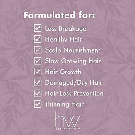 HAIRWORTHY - CHEWABLE Fast Acting Hair Growth Vitamins. Natural Supplement for Longer Hair with Coconut Oil, Biotin and Folic Acid.