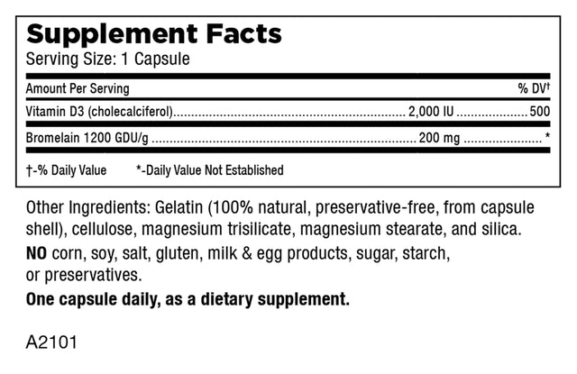 Mt. Angel Vitamins - Good Vitamin D, 2000 IU D-3 with Bromelain (60 Capsules)