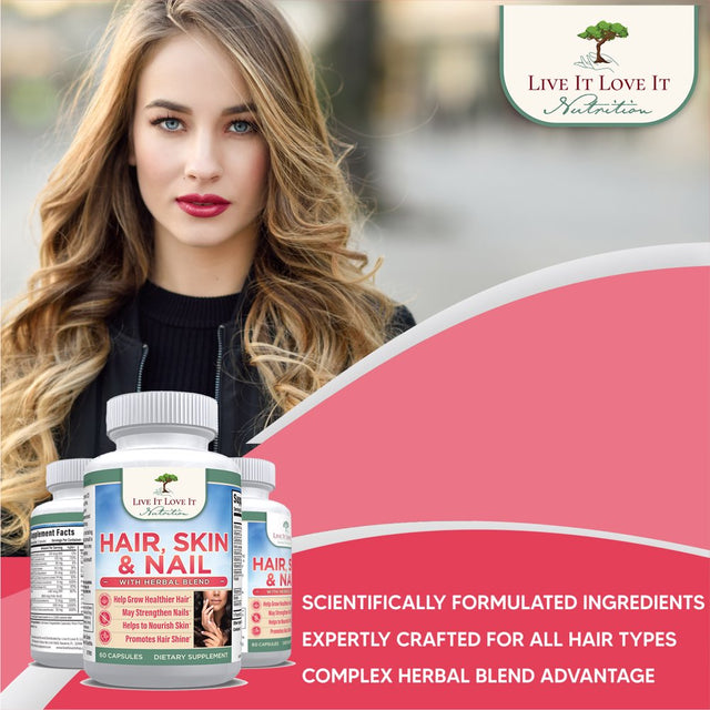 Live It Love It Hair Skin Nails Health Dietary Supplement with Multivitamins and Biotin (60 Caps)