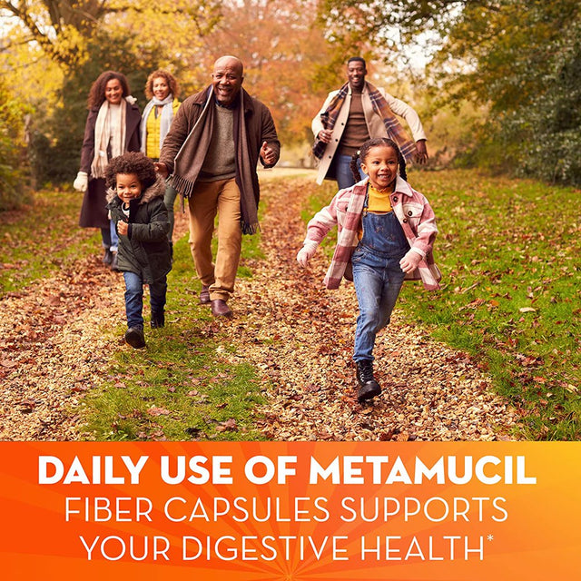 Metamucil, Daily Psyllium Husk Powder Supplement, 3-In-1 Fiber for Digestive Health, Plant Based Fiber, 300Ct Capsules (Packaging May Vary)