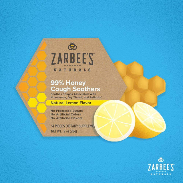 Zarbee'S Naturals 99% Honey Cough Soothers, Natural Lemon, 14 Ct