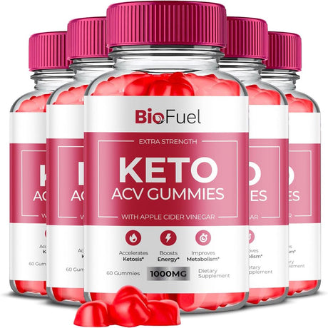 (5 Pack) Biofuel Keto ACV Gummies - Apple Cider Vinegar Supplement for Weight Loss - Energy & Focus Boosting Dietary Supplements for Weight Management & Metabolism - Fat Burn - 300 Gummies