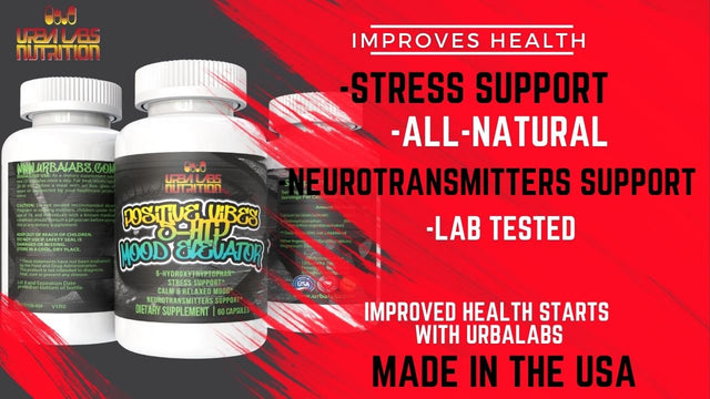 Urbalabs 2 Pack Positive Vibes 5-HTP Mood Elevator Sleep Calm Relaxed Support Fast Acting Nootropic