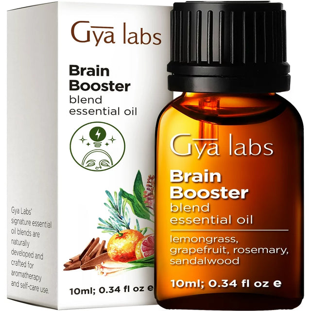 Gya Labs Brain Booster Essential Oil Blend (0.34 Fl Oz) - Grounding & Clarifying