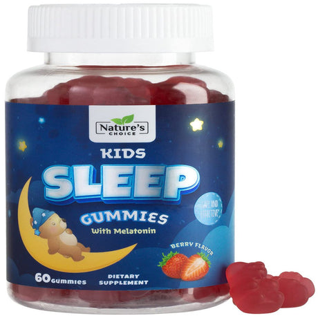 Nature'S Choice Kids Melatonin 1Mg Gummy, 100% Drug-Free & Effective Sleep Supplement Gummies for Children Ages 3 and Up, Chewable Supplement for Restful Sleep, Natural Berry-Flavored - 60 Gummies