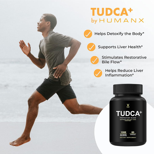 TUDCA+ 1000Mg (Tauroursodeoxycholic Acid) Powerful Serving Size - Liver Health Aid for Detox and Cleanse - Vegan, Non GMO - USA Made Easy to Swallow Capsules - Tudca Bile Salt Supplement Powder