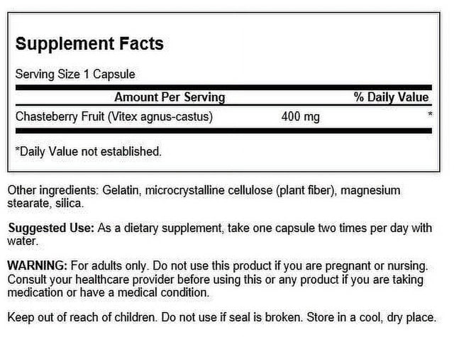 Swanson Chasteberry Fruit Capsules, 400 Mg, 120 Count