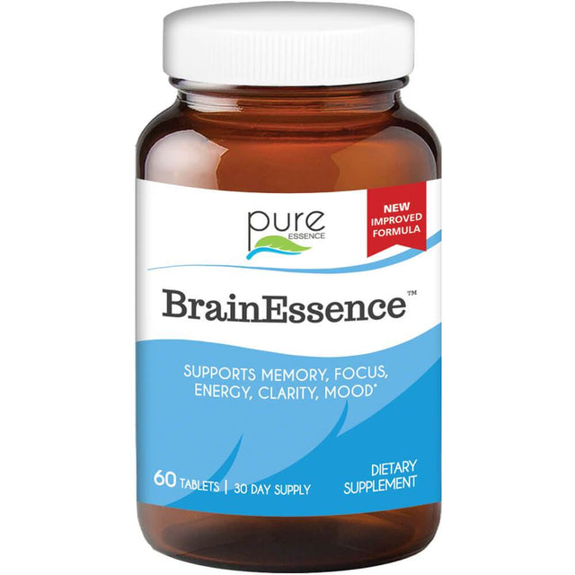 Brain Essence Natural Booster Supplement - for Healthy Memory, Focus and Clarity Support - Rhodiola, Bacopa Monnieri, Ashwagandha by Pure Essence - 60 Tablets