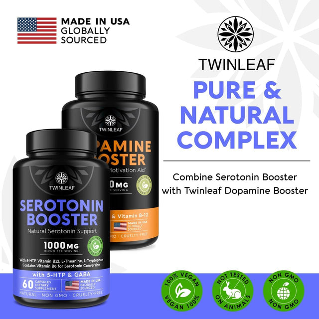 Natural Serotonin Supplement - Made in USA 5HTP Serotonin & Cortisol Manager - Serotonin Booster Vitamin Supplement for Women with 5-HTP, Vitamin B6, B12, GABA, L Theanine, L Tryptophan - 60 Capsules