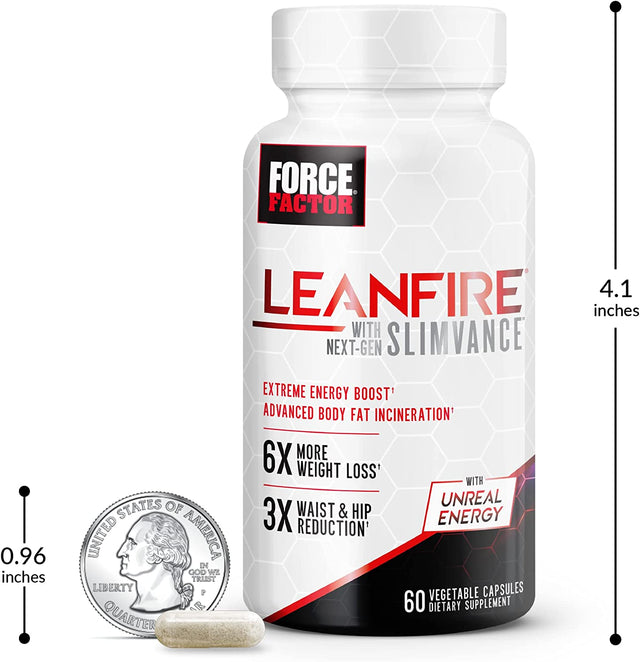 FORCE FACTOR Leanfire with Next-Gen SLIMVANCE, 2-Pack, Advanced Energy Pills with B Vitamins and Caffeine to Boost Metabolism, Enhance Focus, and Improve Workout & Fitness Performance, 120 Capsules