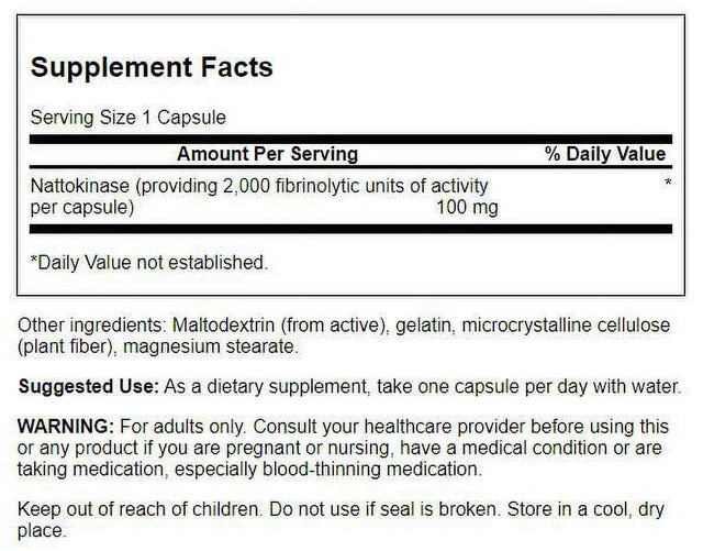 Swanson Nattokinase 2,000 Fibrinolytic Units (FU) 30 Capsules