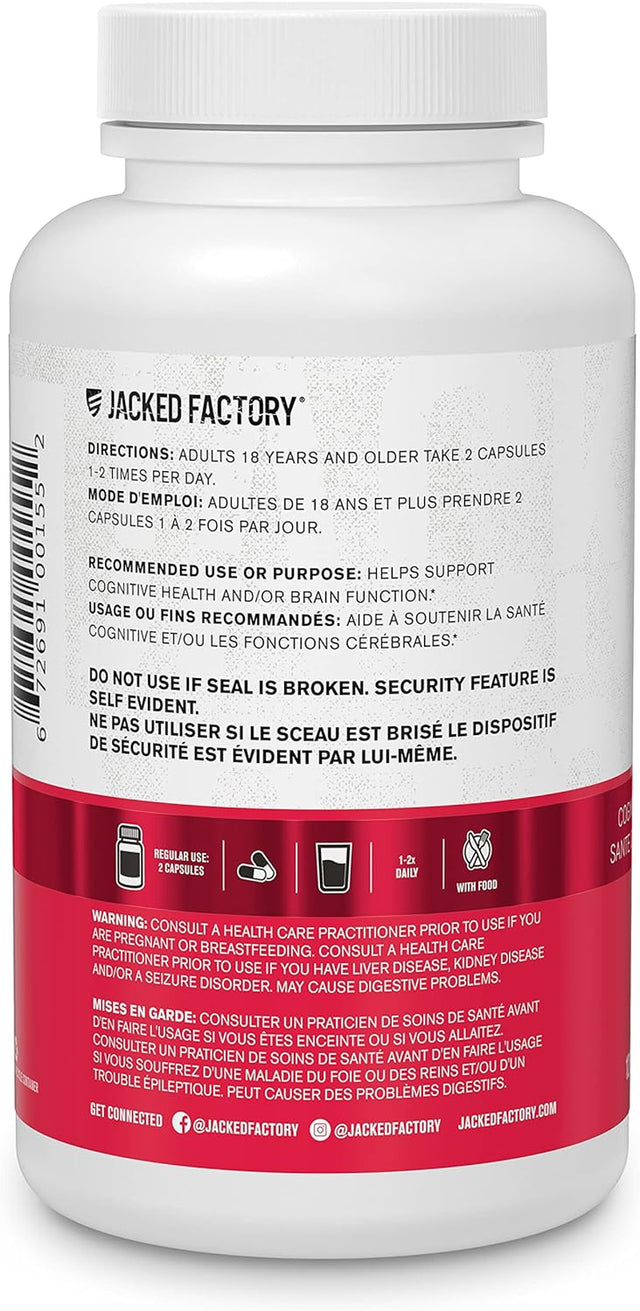 Jacked Factory Acetyl L Carnitine 750Mg Supplement - Extra Strength L-Carnitine (ALCAR) for Energy, Body Recomposition, Memory & More - Zero Fillers - 120 Non GMO Veggie Pills