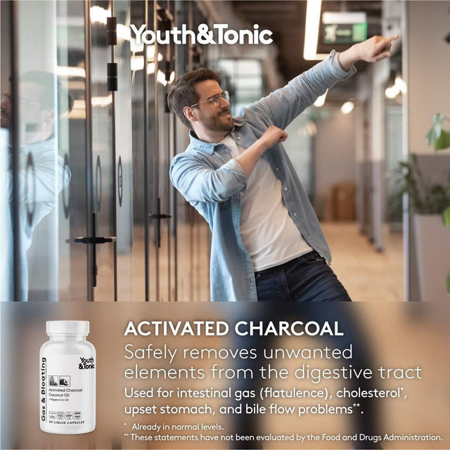 Youth & Tonic Water Weight Away Pills to Reduce Waistline and Relief Swelling Because of Fluid Retention & Activated Charcoal Pills for Gas Relief and Digestive Bloating