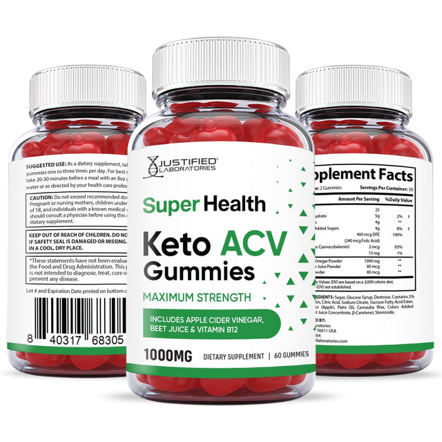 (10 Pack) Super Health Keto ACV Gummies 1000MG Dietary Supplement 600 Gummys