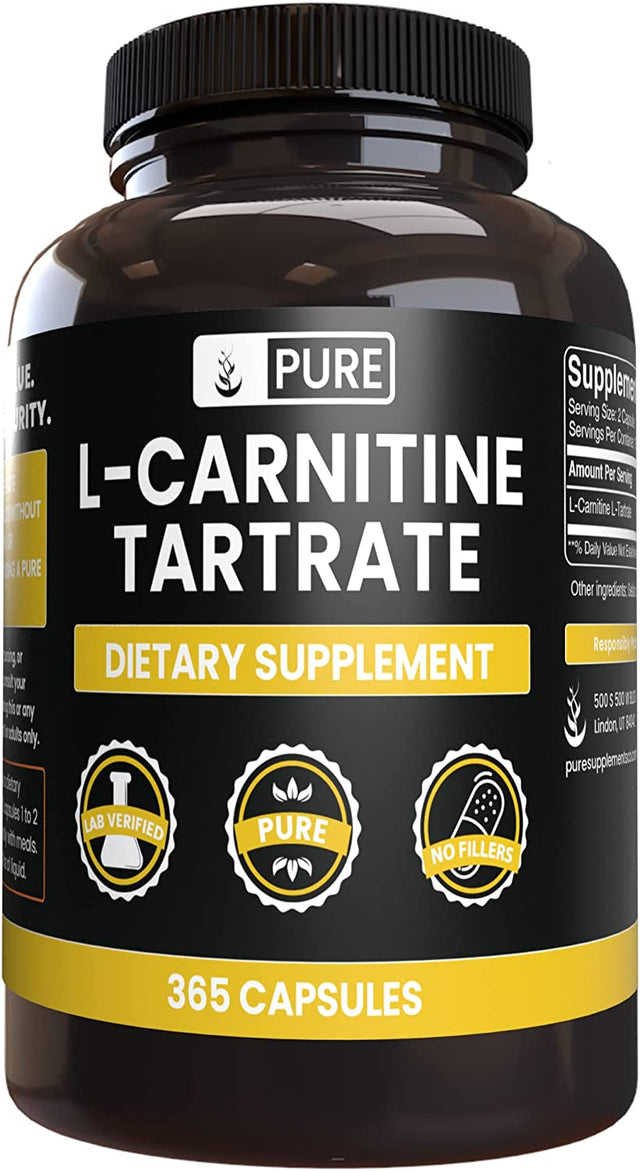 Pure Original Ingredients L-Carnitine Tartrate (365 Capsules) No Magnesium or Rice Fillers, Always Pure, Lab Verified