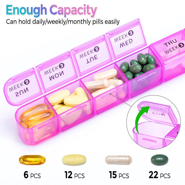 Zoksi Monthly Pill Organizer 1 Times a Day, 28 Day 4 Week Pill Box Organizer, One Month Pill Case, for Elderly, Daily Medcine Container for Vitamins, Supplement & Medication