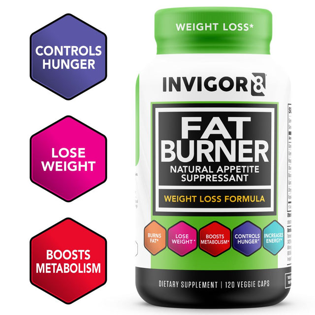 Invigor8 - Fat Burner & Natural Appetite Suppressant - Weight Loss Formula (120 Veggie Caps, 30-Day Supply)