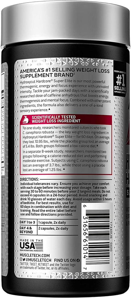 Weight Loss Pills for Women & Men Muscletech Hydroxycut Hardcore Super Elite Weight Loss Supplement Pills Energy Pills Metabolism Booster for Weight Loss Intense Focus + Sensory120 Pills