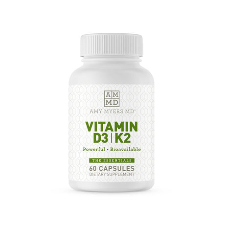 Amy Myers MD Vitamin D3 K2 10000 IU - Vitamin K2 MK-7 45 Mcg - Supports Immune Function, Energy Levels & Positive Mood - for Calcium Absorption, Bone & Heart Health - Non-Gmo 60 Caps - 2 Month Supply