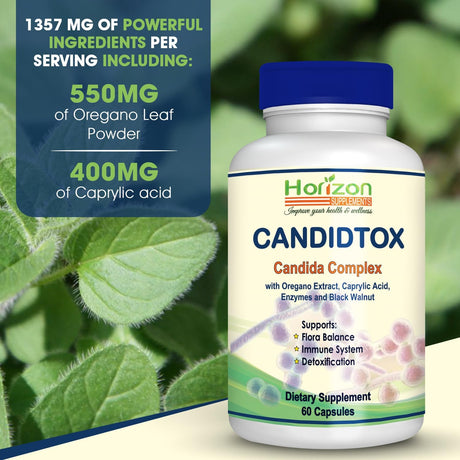 Candida Cleanse Support and Detox with Natural Herbs, Probiotics and Oregano Oil. Extra Strength Candida Supplements for Men and Women.