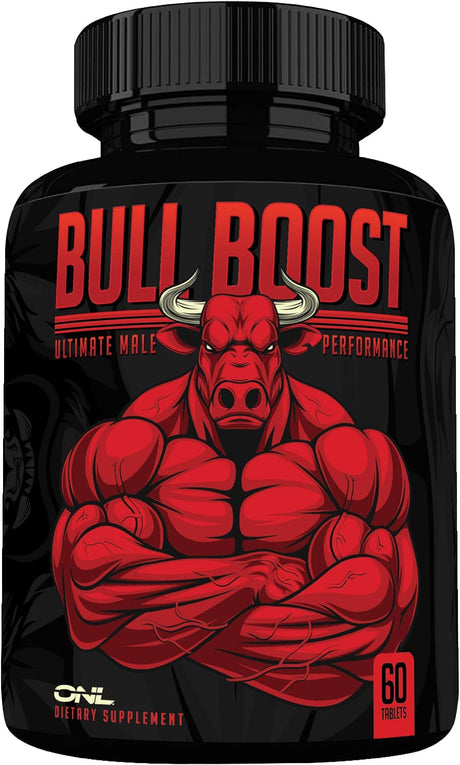 Bull Boost Testosterone Booster for Men - Supports Energy, Strength & Stamina - Improve Mood & Size W/ Tribulus, Tongkat Ali & Maca Root - Muscle Builder Workout Supplement for Men – 60 Ct