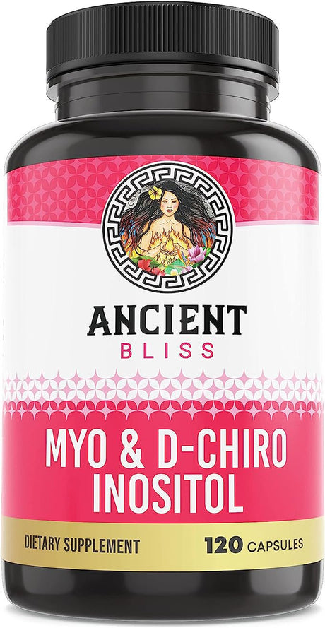 Ancient Bliss Myo & D-Chiro Inositol Supplement Pills, Helps in Ovarian Function Support for Women, Dispose of Sugar, 2050Mg per Serving, 120 Vegan Capsules