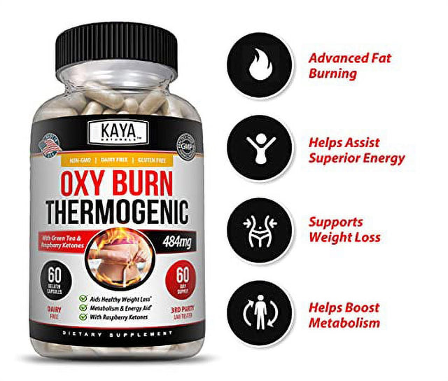 Kaya Naturals Oxy Burn - Weight Loss Pills - Appetite Suppressant for Women & Men - Powerful Thermogenic Diet Pills - Natural Energy Boost - Metabolism Burner - 60 Count