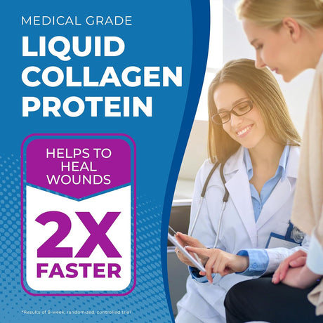 Liquid Collagen Protein Shot, 17G Protein Nano-Hydrolyzed Grass Fed Collagen, 2G Arginine for Wound Support, Gluten Free, Fat and Sugar Free, 0G Carbs, Non GMO, Berry, 1 Fl Oz, 24 Pack