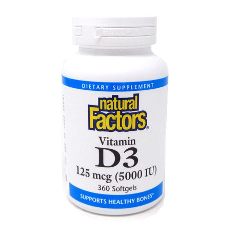 Natural Factors Vitamin D3 125 Mcg (5000IU) - 360 Softgels