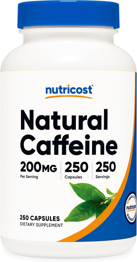 Nutricost Natural Caffeine 200Mg, 250 Vegetarian Capsules - Gluten Free, Non-Gmo