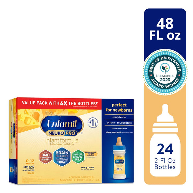 Enfamil Neuropro Baby Formula, Milk-Based Infant Nutrition, MFGM* 5-Year Benefit, Expert-Recommended Brain-Building Omega-3 DHA, Exclusive Humo6 Immune Blend, Non-Gmo, 2 ​Fl Oz, 24 Count