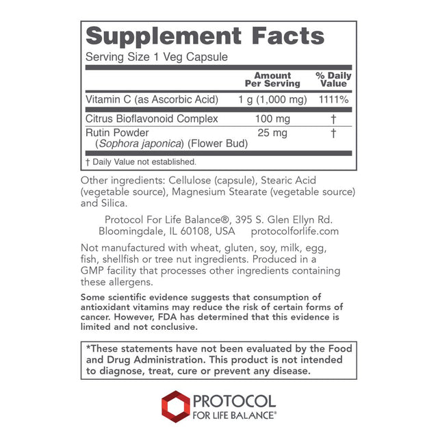 Protocol for Life Balance Vitamin C 1,000 Mg - 120 Veg Caps