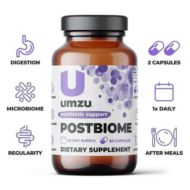 UMZU Postbiome - Postbiotic Supplement to Support Gut Health and Overall Well-Being, Formulated with Tributyrin, Optimize Gut Health - (30 Day Supply 60 Capsules)