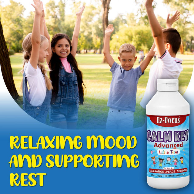 Calm Key Kids Calm Support Liquid Extract, Aid for Relaxation, Calmness, Sleep Support, Immune Support, Positive Mood, Non-Habit Forming Vegan, Sugar-Free by Ez-Focus