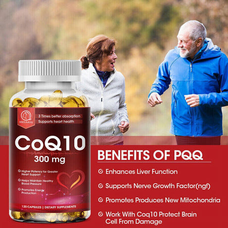 BEAU COQ10 Coenzyme Q10 300Mg Vegetarian Capsule Promotes Cardiovascular Health Heart Health - 120CT