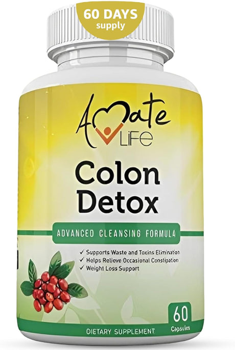 Colon Detox Advanced Cleansing Formula- All-Natural Men and Women Weight Loss Capsules- Colon Cleansing Dietary Supplements- Herbal Laxative- Colon Cleanser - Fibre Complex- 60 Capsules