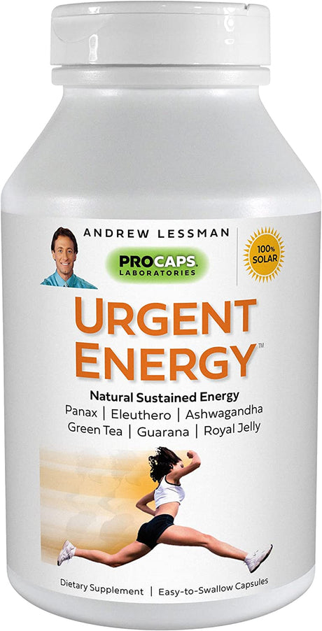 ANDREW LESSMAN Urgent Energy 60 Capsules – Provides a Safe, Healthy Means of Enhancing Energy Levels & Feelings of Well-Being, with Green Tea, Guarana, Ginseng, Royal Jelly, Ashwagandha, B-Complex