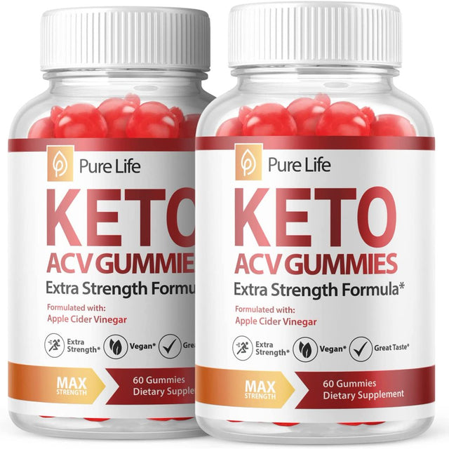 (2 Pack) Pure Life Keto ACV Gummies - Supplement for Weight Loss - Energy & Focus Boosting Dietary Supplements for Weight Management & Metabolism - Fat Burn - 120 Gummies