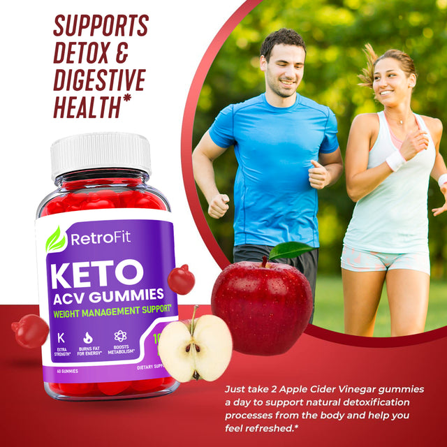 (2 Pack) Retro Fit Keto ACV Gummies - Supplement for Weight Loss - Energy & Focus Boosting Dietary Supplements for Weight Management & Metabolism - Fat Burn - 120 Gummies