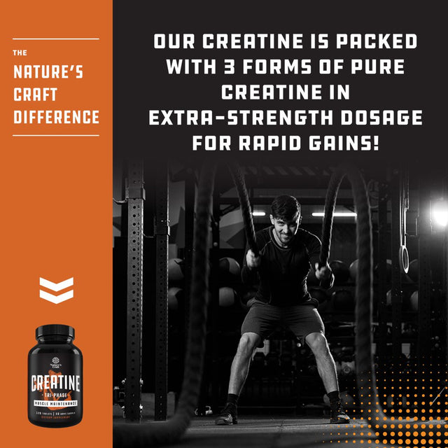 High Strength Tri Phase Creatine Pills - Muscle Mass Gainer and Muscle Recovery Creatine HCL Pyruvate and Creatine Monohydrate Pills - Optimal Muscle Builder Creatine Pre Workout for Women and Men