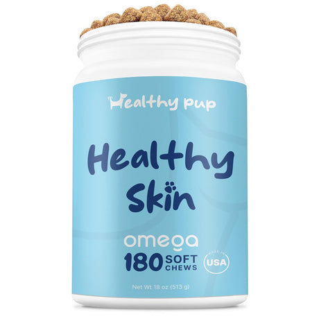 Healthy Pup Healthy Skin Dog Fish Oil Supplements - Omega 3 Rich Salmon Oil for Coat and Fur