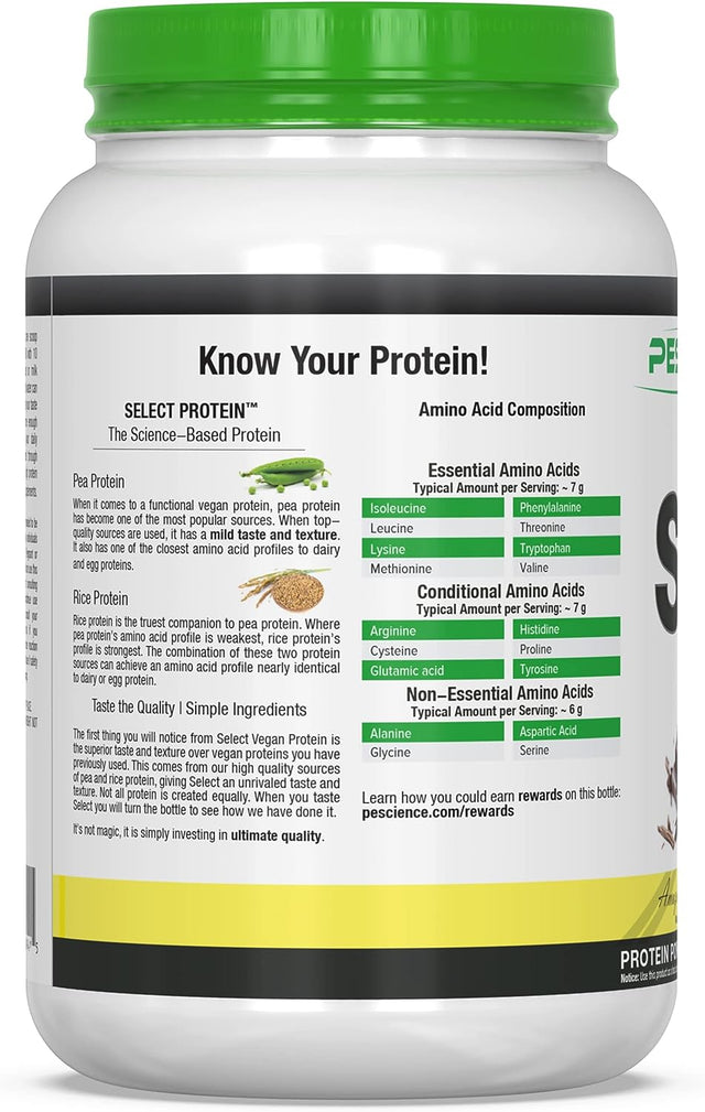 Pescience Select Vegan Plant Based Protein Powder, Mint Chocolate, 27 Serving, Premium Pea and Brown Rice Blend