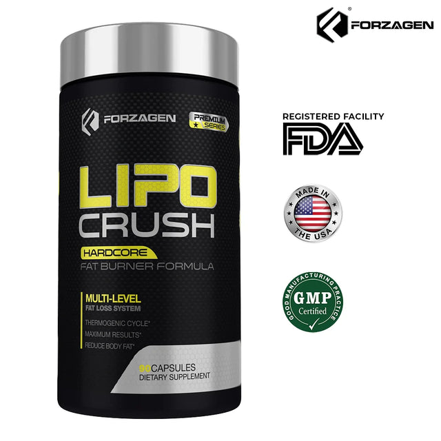 Forzagen Lipocrush Fat Burner - Best Weight Loss Pills Women & Men | Thermogenic Fat Burner Supplements | Appetite Suppressant | Metabolism Booster | Keto Diet Friendly (90 Natural Capsules)